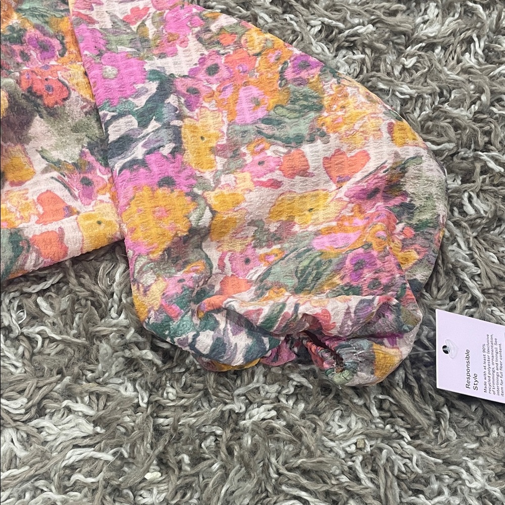 Wild Fable floral crop top corset bubble sleeves size XXS NWT - Picture 5 of 6
